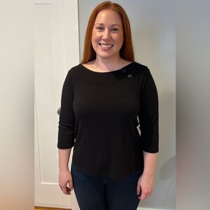 Jason Maxwell Black Women's Top with Button Detail